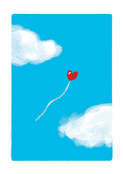 Ballon en forme de c&oelig;ur au ciel bleu